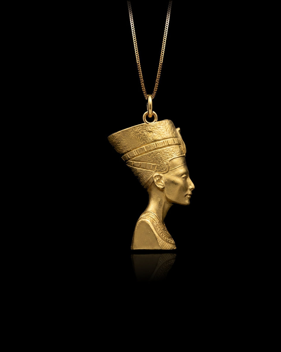 Gold Nefertiti Pendant Necklace 14K, 18K Solid Gold | Made in USA