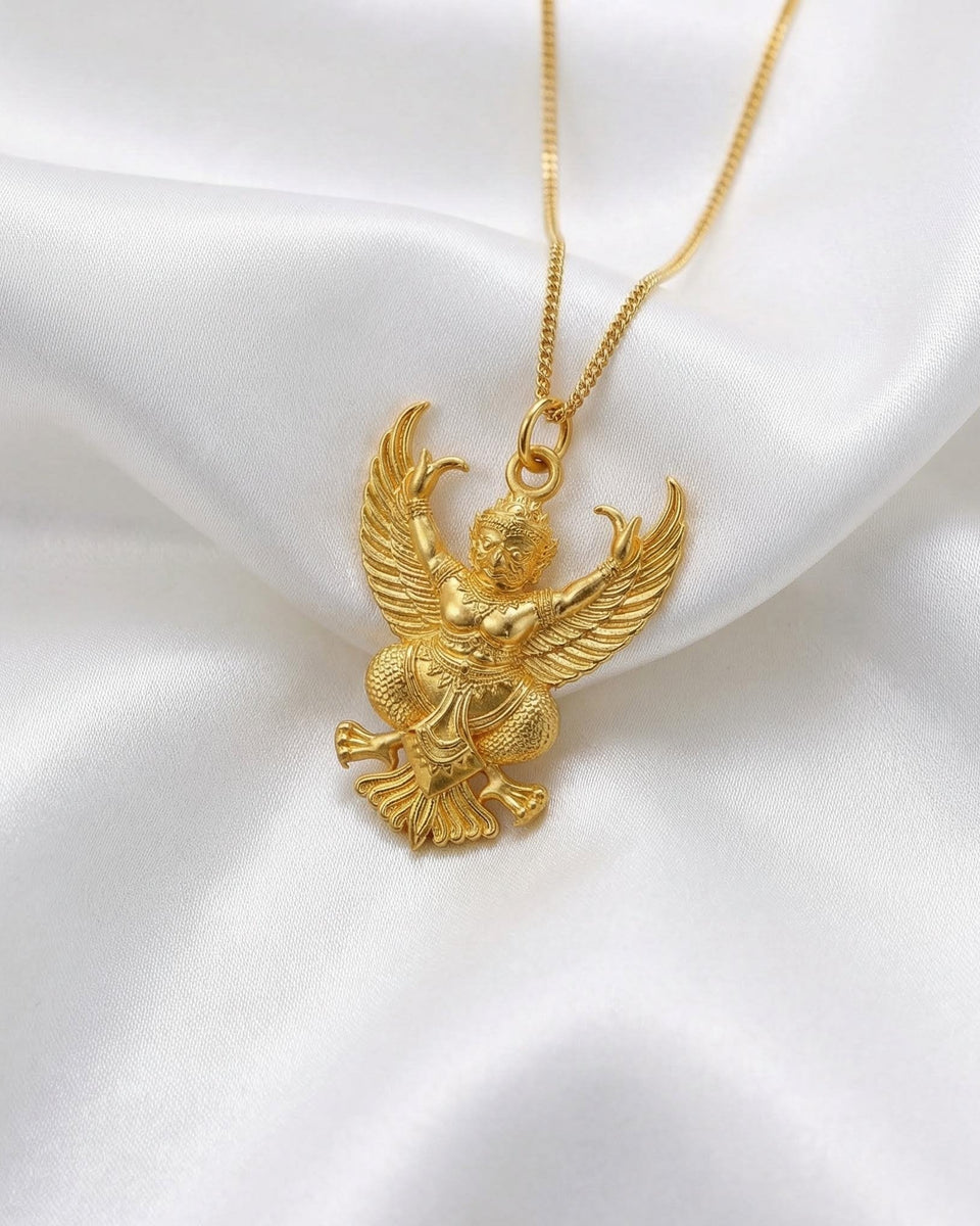 Gold Garuda Pendant Necklace 14K, 18K Solid Gold | Made in USA