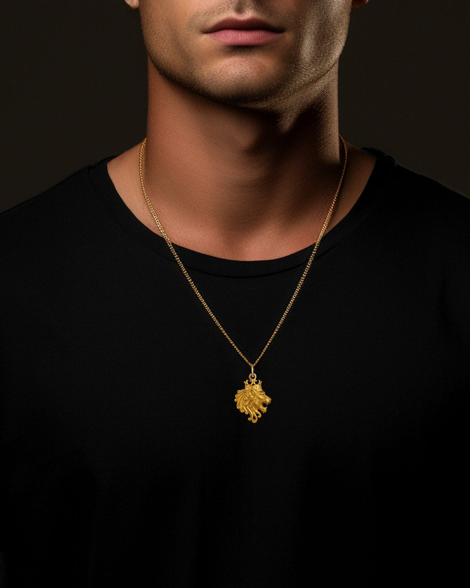 Mini Mace or Stave Embossed Ball Head Lion & Crown Gold Chrome Gold Chain main image 1