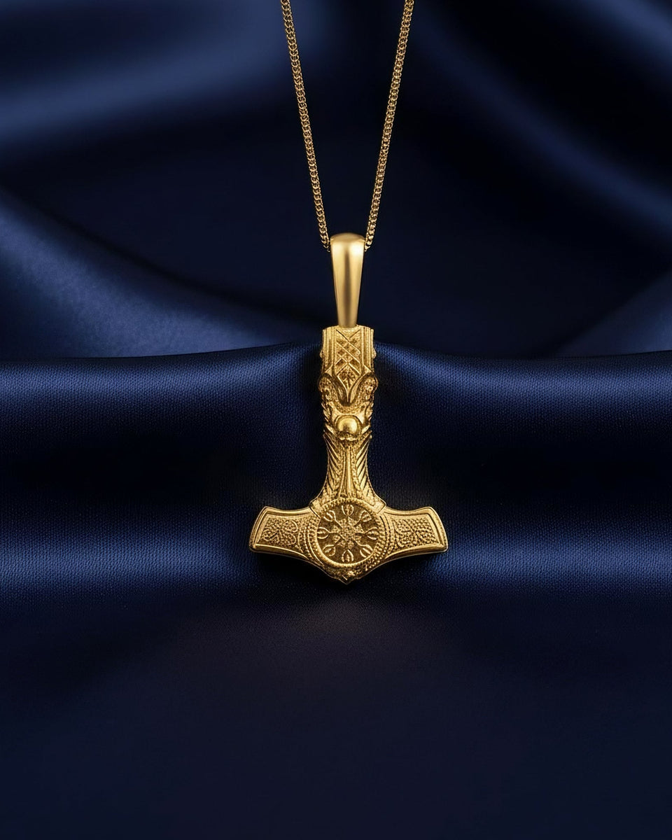 14k Yellow Gold Hammer Pendant Necklace - High Polish, Handmade In USA, Gift Ready