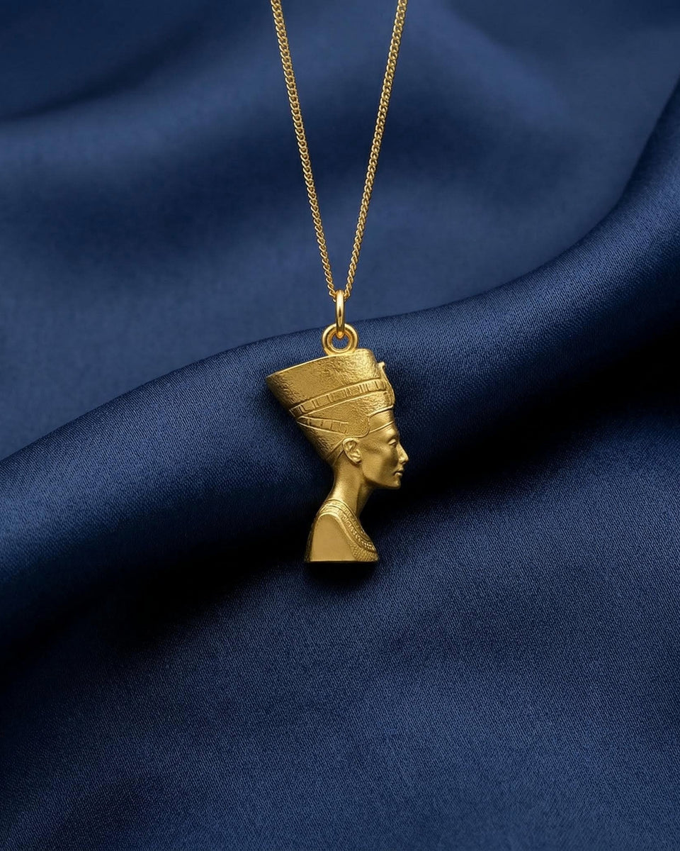 Gold Nefertiti Pendant Necklace 14K, 18K Solid Gold | Made in USA