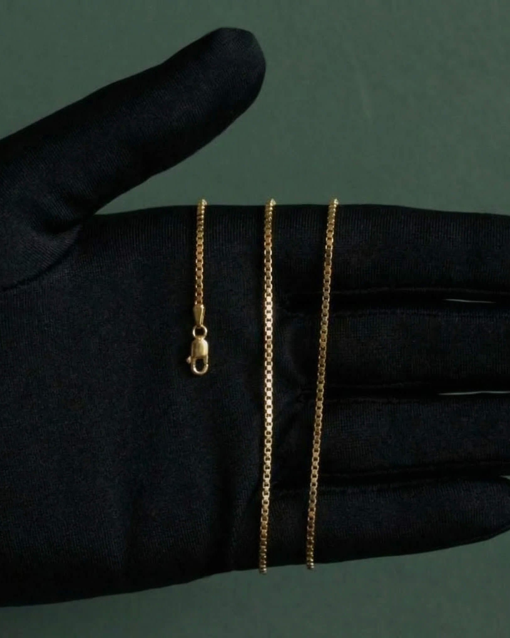 14K Solid Gold Box Chain Necklace | Real Gold Square Box Chain for Men ...