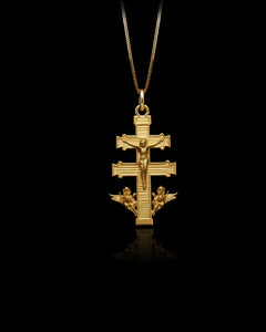 Gold Caravaca Cross Pendant