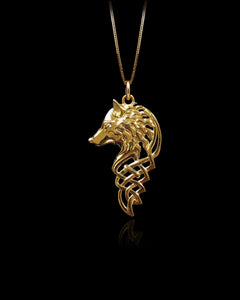 Gold Celtic Wolf Pendant
