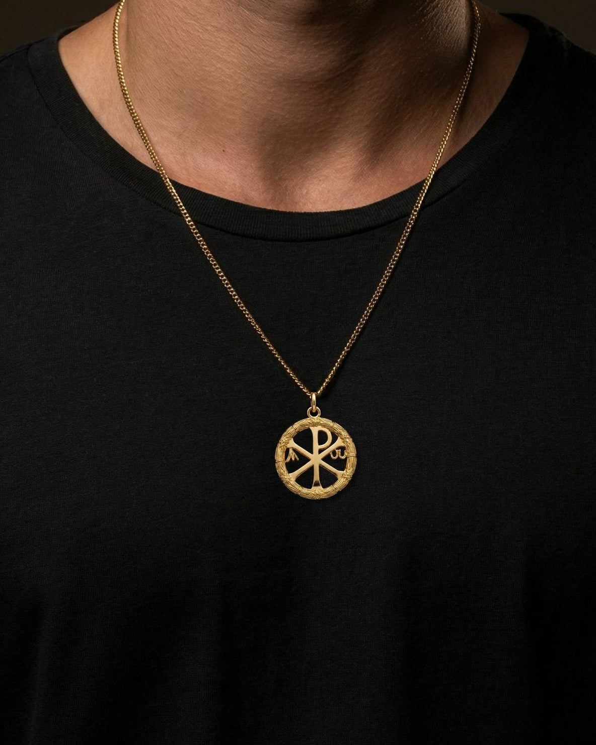 Gold Chi Rho Pendant Necklace 14K, 18K Solid Gold | Made in USA