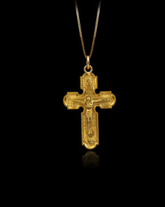 Gold Double Sided Orthodox Cross Pendant
