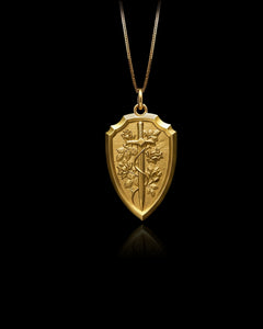 Gold Floral Valor Sword Pendant