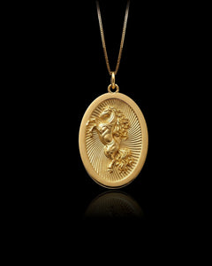 Gold Horse Oval Pendant