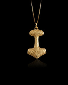 Gold Mjolnir Flame Pendant