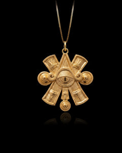 Gold Nahui Ollin Pendant