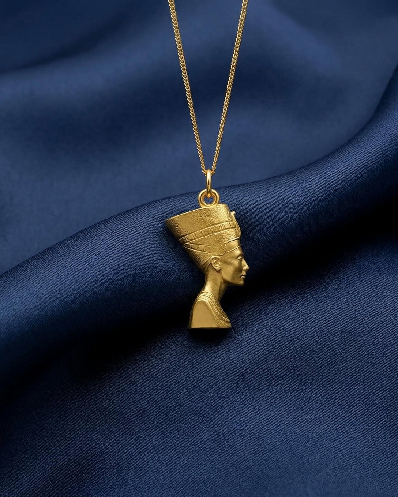 Gold Nefertiti Pendant Necklace 14K, 18K Solid Gold | Made in USA