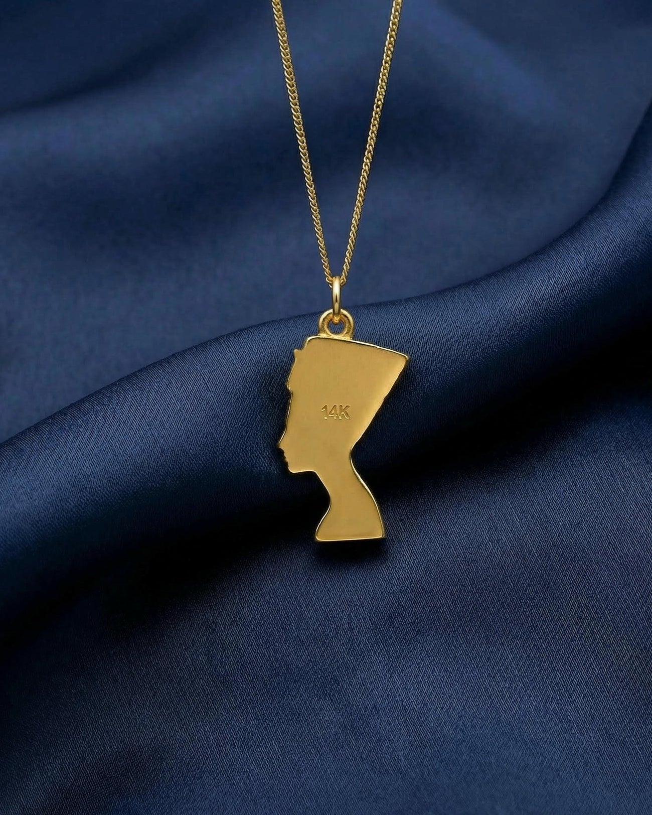 Gold Nefertiti Pendant Necklace 14K, 18K Solid Gold | Made in USA
