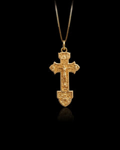 Gold Orthodox Cross Pendant (Double Sided)