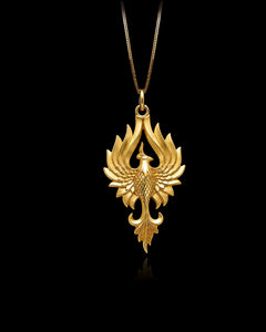 Gold Phoenix Flame Pendant