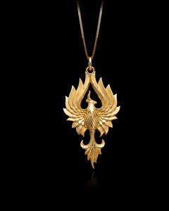 Gold Phoenix Flame Pendant