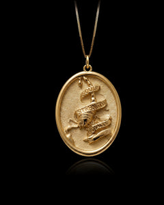 Gold Scorpio Oval Pendant
