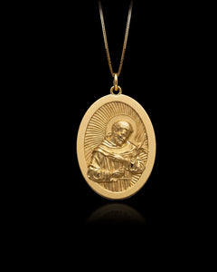 Gold St Francis Oval Pendant