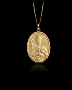 Gold St Joseph Oval Pendant