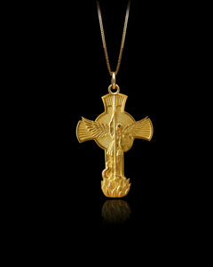 Gold St Michael Cross Pendant