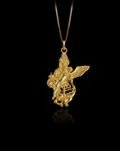 Gold St Michael Fallen Pendant