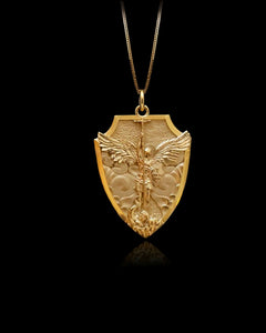Gold St Michael Shield of Faith Pendant