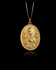 Gold St Rita Oval Pendant