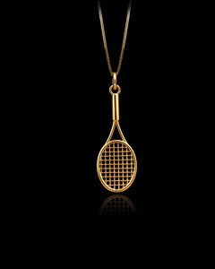 Gold Tennis Racket Pendant