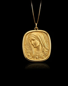 Gold Virgin Mary Crowned Pendant