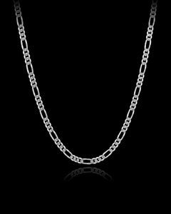 14K White Solid Gold Figaro Chain (3 mm)