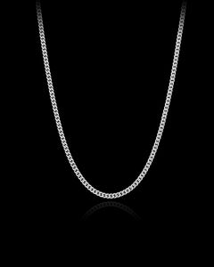 14K White Solid Gold Curb Chain