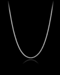 14K White Solid Gold Wheat Chain