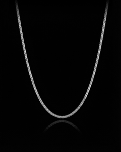 14K White Solid Gold Wheat Chain