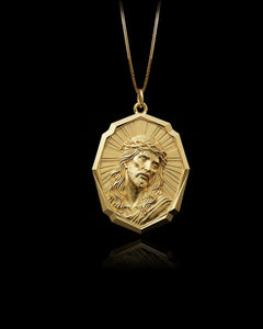 Gold Jesus Medallion Pendant
