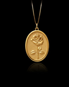 Gold Rose Oval Pendant