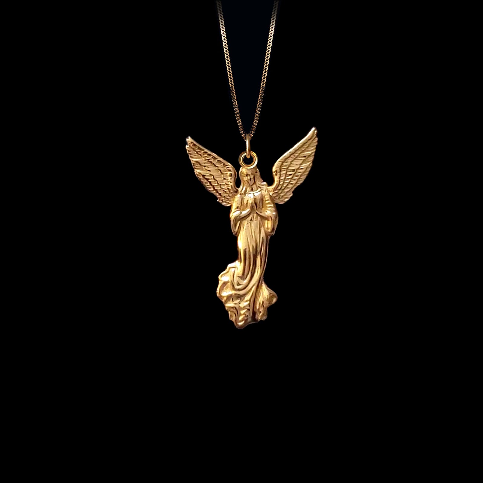 14k 2024 gold angel pendant