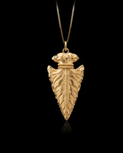Gold Feather Arrowhead Pendant
