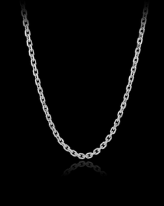 14K White Solid Gold Diamond Cut Cable Chain (2.6 mm)