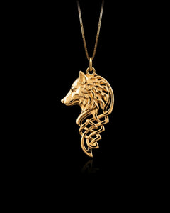 Gold Celtic Wolf Pendant