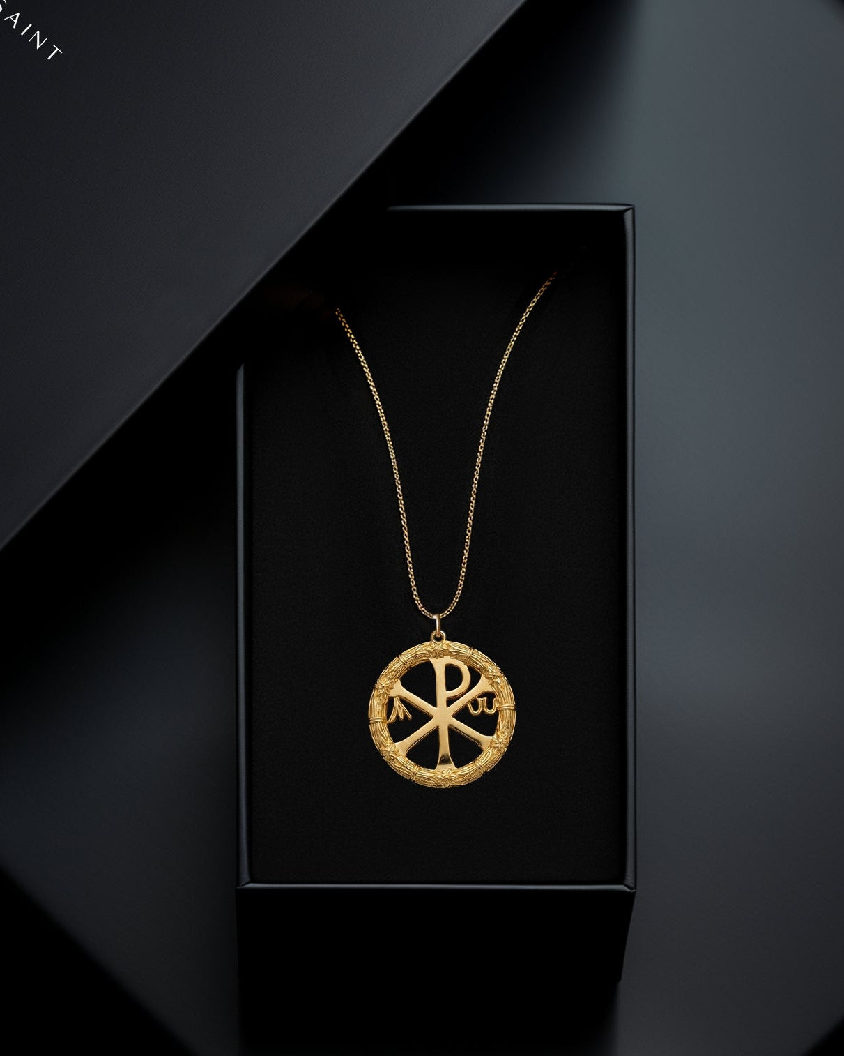 Gold Chi Rho Pendant Necklace 14K, 18K Solid Gold | Made in USA