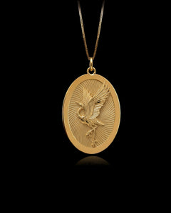Gold Crane Medal Pendant
