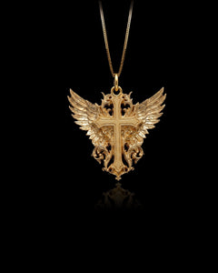 Gold Winged Cross Pendant