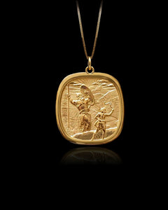 Gold David & Goliath Pendant