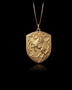 Gold Horse Shield Pendant