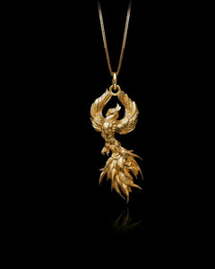Gold Phoenix Rising Pendant