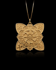 Gold Kolovrat Slavic Sun Pendant