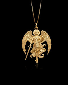 Gold St Michael Solar Pendant