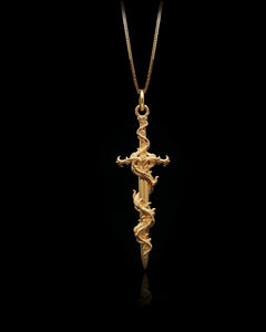 Gold Flaming Sword Pendant