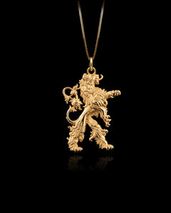Gold Heraldic Lion Pendant