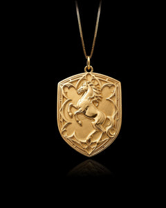 Gold Horse Shield Pendant