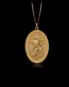Gold Heraldic Lion Medal Pendant